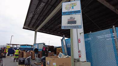 Nside Montgomery County Recycling center, the electronics recycling area.