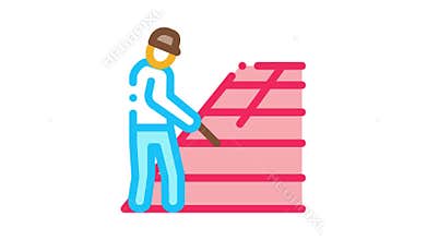 roofer repair roof Icon Animation