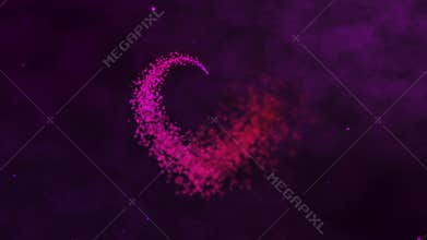 Glamour purple pink particles heart background Saint Valentineâ€™s Day.