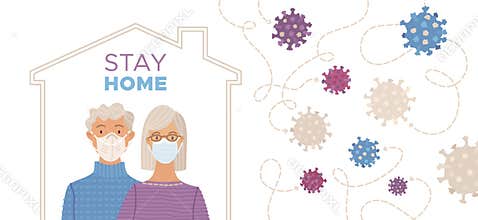 Stay home concept with aged couple