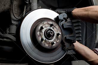 Car mechanic repair brake pads
