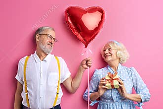 senior couple celebrating Valentine& x27;s Day