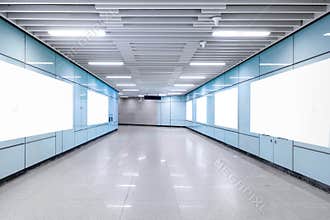Corridor subway underground tunnel advertisement blank billboard