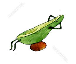 Avocado doing a sit up hand drawn clipart