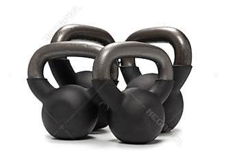 Black weight isolated on white. 4 kg weight. Fitness for women