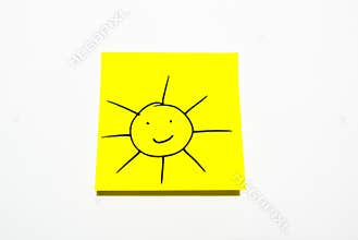 Sun logo on sticky note