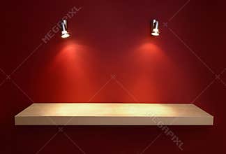 Empty shelf for exhibit.