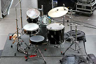 Drum kit view on backstage