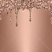 Shiny rose gold background. Dripping glitter texture