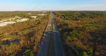 US route 3 Highway aerial view, Massachusetts, USA