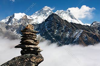 Everest with stone man