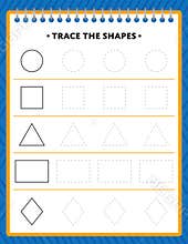 Tracing Shapes Activity Sheets for Children
