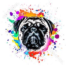 Colorful artistic dog muzzle isolated on white background