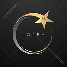 Gold and silver circle star logo template