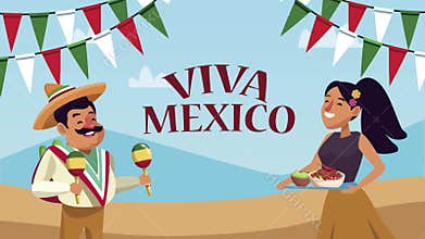 viva mexico lettering with couple in desert