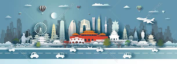 Travel China landmarks of Beijing, Shanghai, Taiwan, Xian, Macao, Taipei