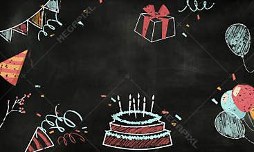 Celebration birthday party surprise events icon and word