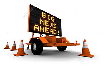 Big news ahead traffic sign