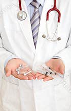 A doctor holding injector