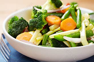 Steamed vegetables in a bowl