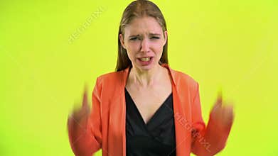 Mad woman in stress hysterical screaming