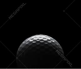 Golf ball on black background with copy space