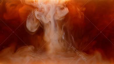 Adding milk or cream to coffee in slow motion. The milk cream settles to the bottom forming beautiful vortices in the