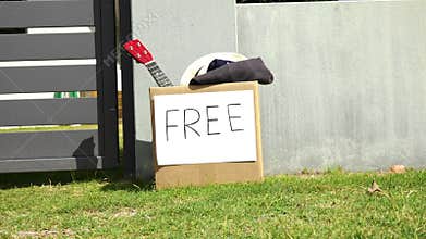 Woman giving away items for free