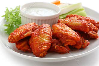 Buffalo chicken wings with blue cheese dip