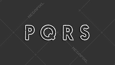 Neon P Q R S letters, broken diode font mockup,