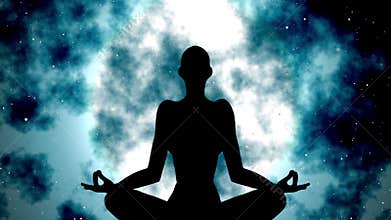 Meditation set against the background of the night sky