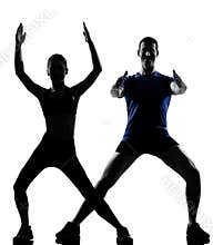 Couple woman man exercising workout
