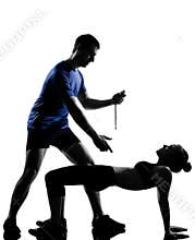 Couple woman man exercising workout