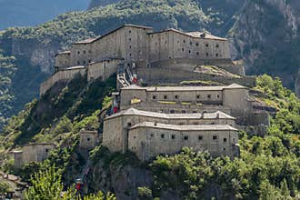 The ancient Forte di Bard, Aosta Valley, Italy, in the summer season