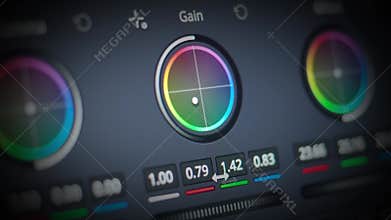 Color grading control edit on monitor. Showing adjust color