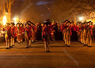 Marching soldiers in Colonial Williamsburg