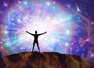 Flower of life symbol, portal, life soul journey through abstract Universe doorway, rebirth