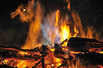 Night time, campfire