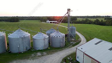 4K Aerial Drone Flyover of farm buildings in rural Kentucky, USA