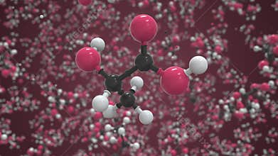 Molecule of lactic acid, conceptual molecular model. Scientific looping 3d animation