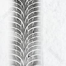 Car tire track in the snow. Concept for transport and winter tires in winter time