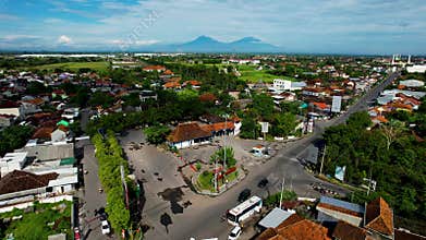 Aerial view of Bus Sukoharjo Terminal, place for people waiting to travel from the source to go with the capability to concentrate