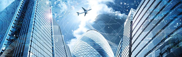 Business futuristic skyscraper banner