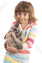Little girl with rabbit