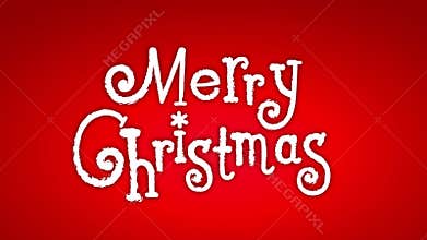 White Text Merry Christmas on a red background. 4K Animated lettering text banner