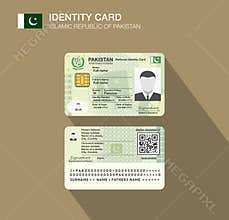 Pakistan`s national identity card. Front and back view.