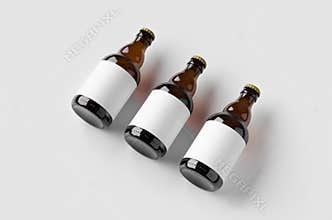 Steinie beer bottle mockup with blank label