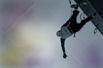 Climber resting on top.