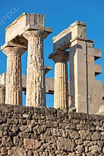 An ancient Greek temple dedicated to the goddess Aphai in Greece on the island of Aegina