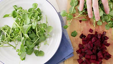 Adding Watercress to Salad